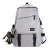 Male Solid Color Backpack Female Large Capacity Travel Backpack Junior High School Student Schoolbag