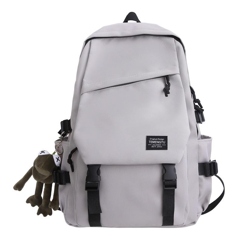 Male Solid Color Backpack Female Large Capacity Travel Backpack Junior High School Student Schoolbag