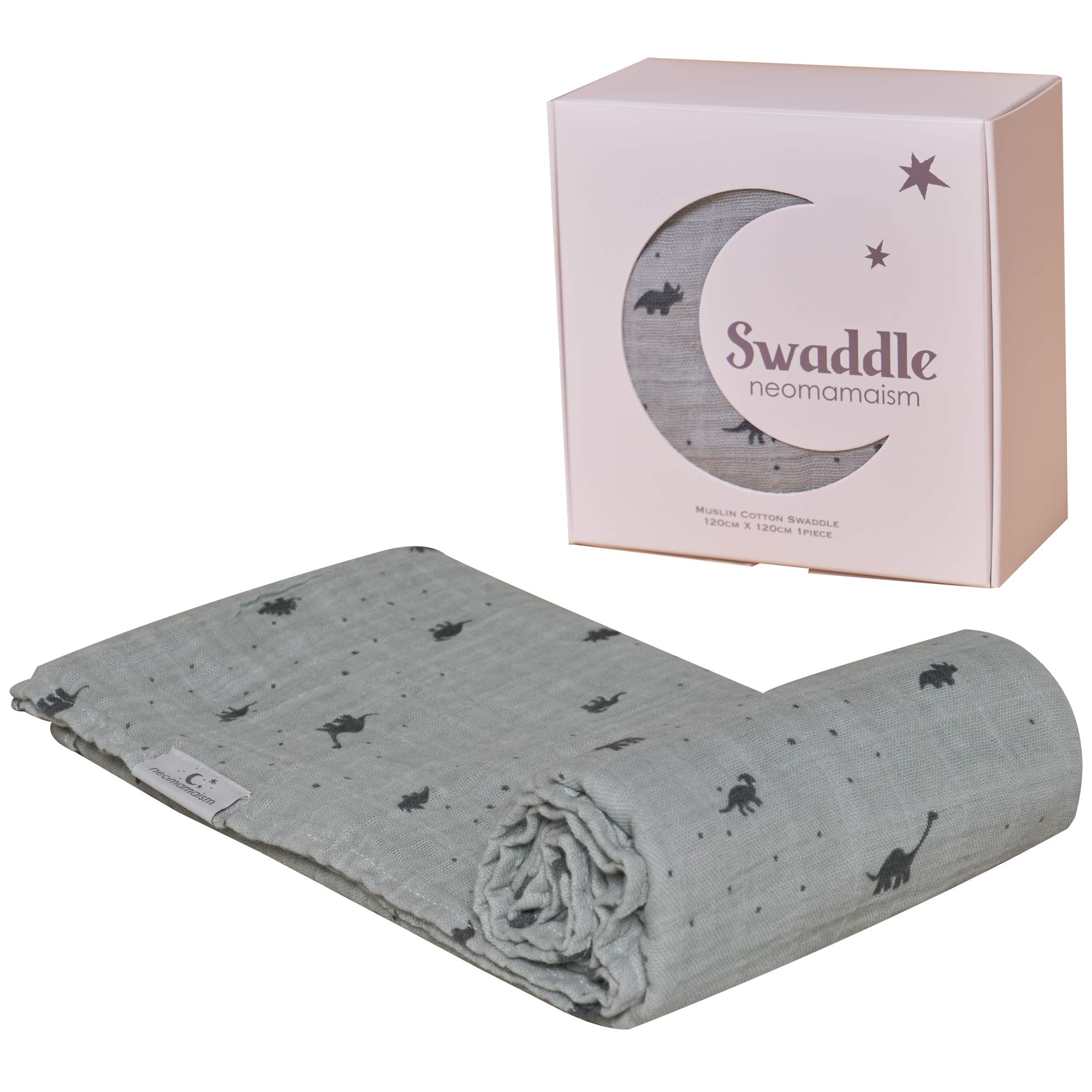 

Neomamaism Пеленка Детский Подарок Муслин Хлопок Новорожденный Подарок 100% (Узор динозавров)