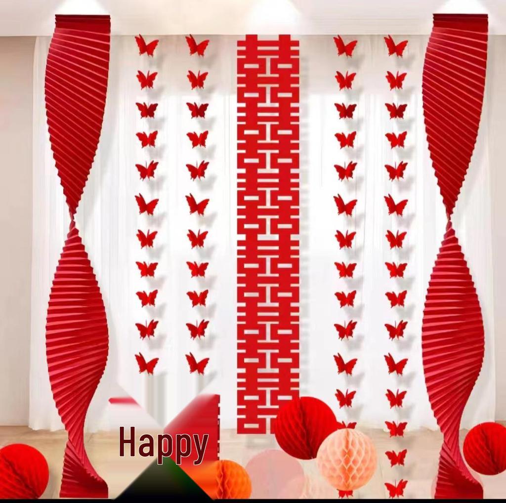 Wedding Room Decor Set: Bedroom & Living Room Curtains, Banners, Bride & Groom's Side Supplies, Complete Marriage Decoration Kit