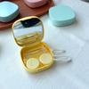 1pcs Mini Square Contact Lens Case with Mirror for Women Colored Lens Box Solid Color Eye Care Container Cute Travel Kits