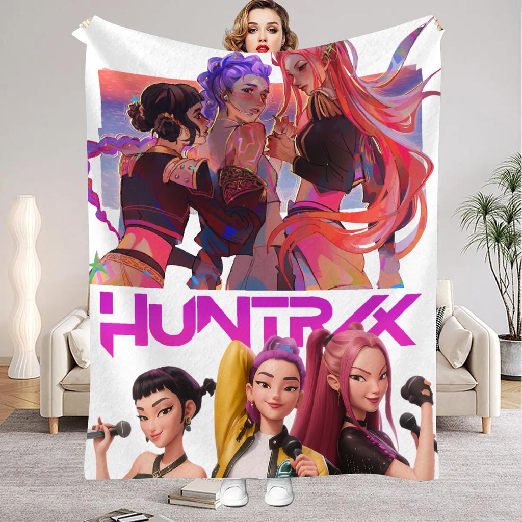 Kpop Dämonenjäger Huntrix Decken Qualität Weich Warm Überwurfdecke Winter Kinder Couch Bett Flauschige Tagesdecke
