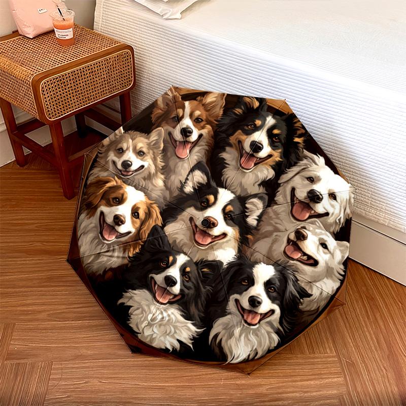 

1 PC Automatic Folding Umbrella - Border Collies Pattern, Portable & Foldable Design with 8 Ribs, Christmas Birthday Gifts