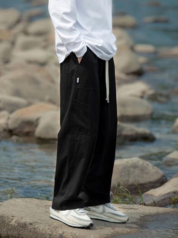 Dingfengbaoluo Men's Loose Straight Cargo Pants