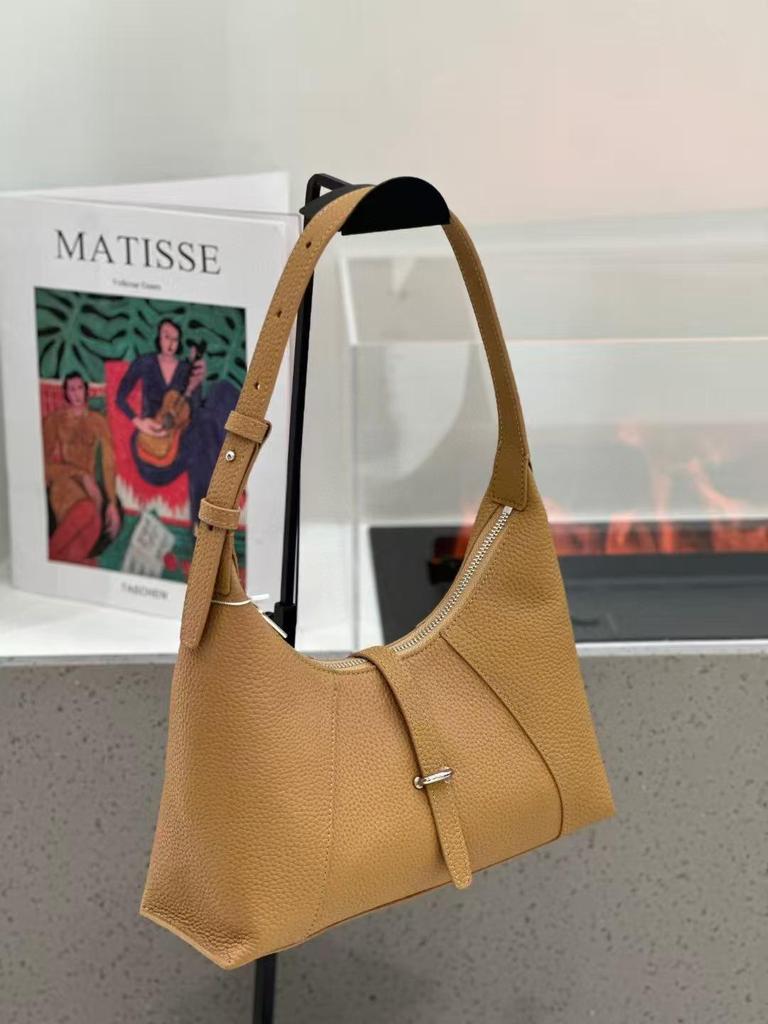 2025 Korean Style Genuine Leather Underarm Bag - Women's Versatile Fashionable Crescent Baguette Handbag