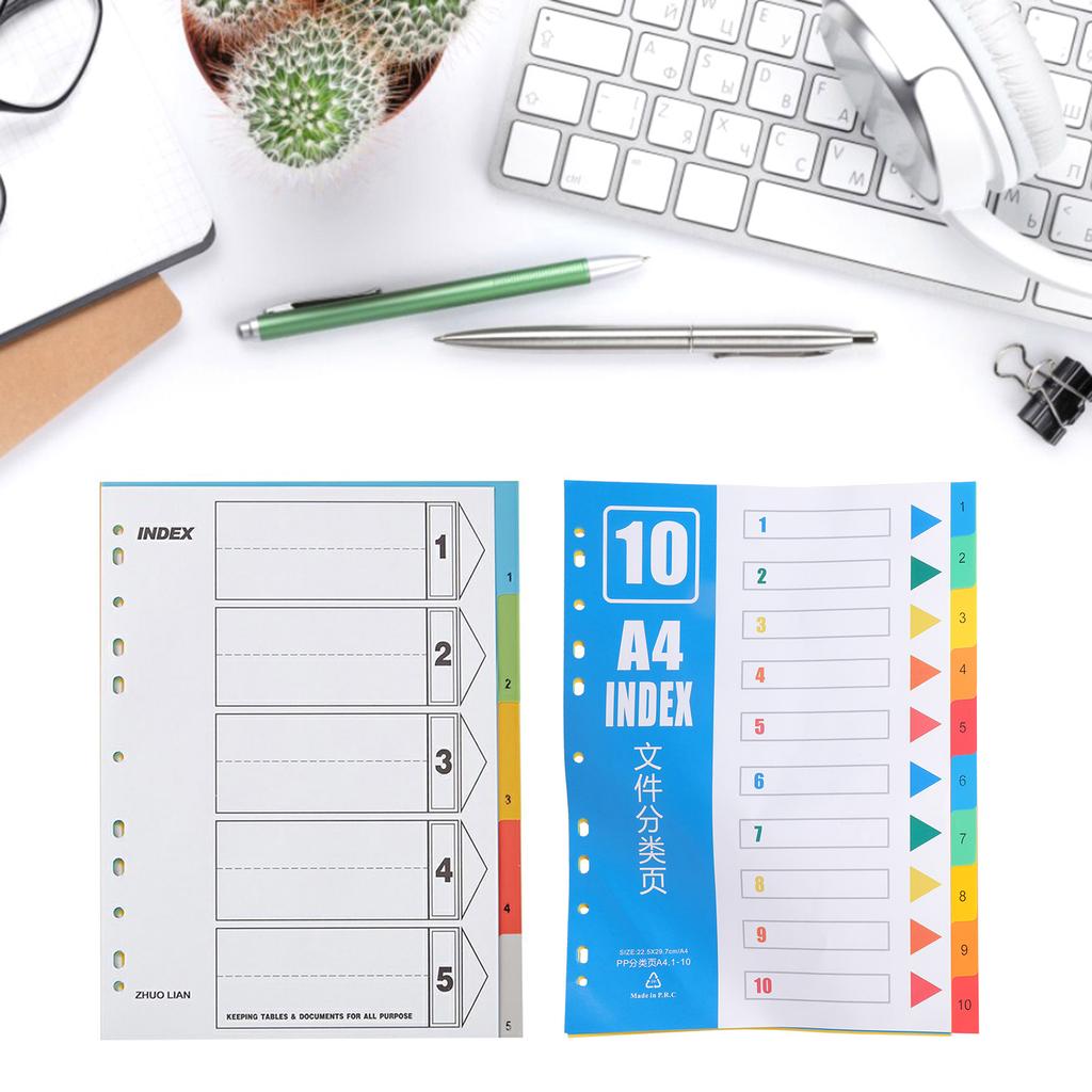 2x A 4 File Dividers Multifunctional Index Dividers Folder Dividers for Students