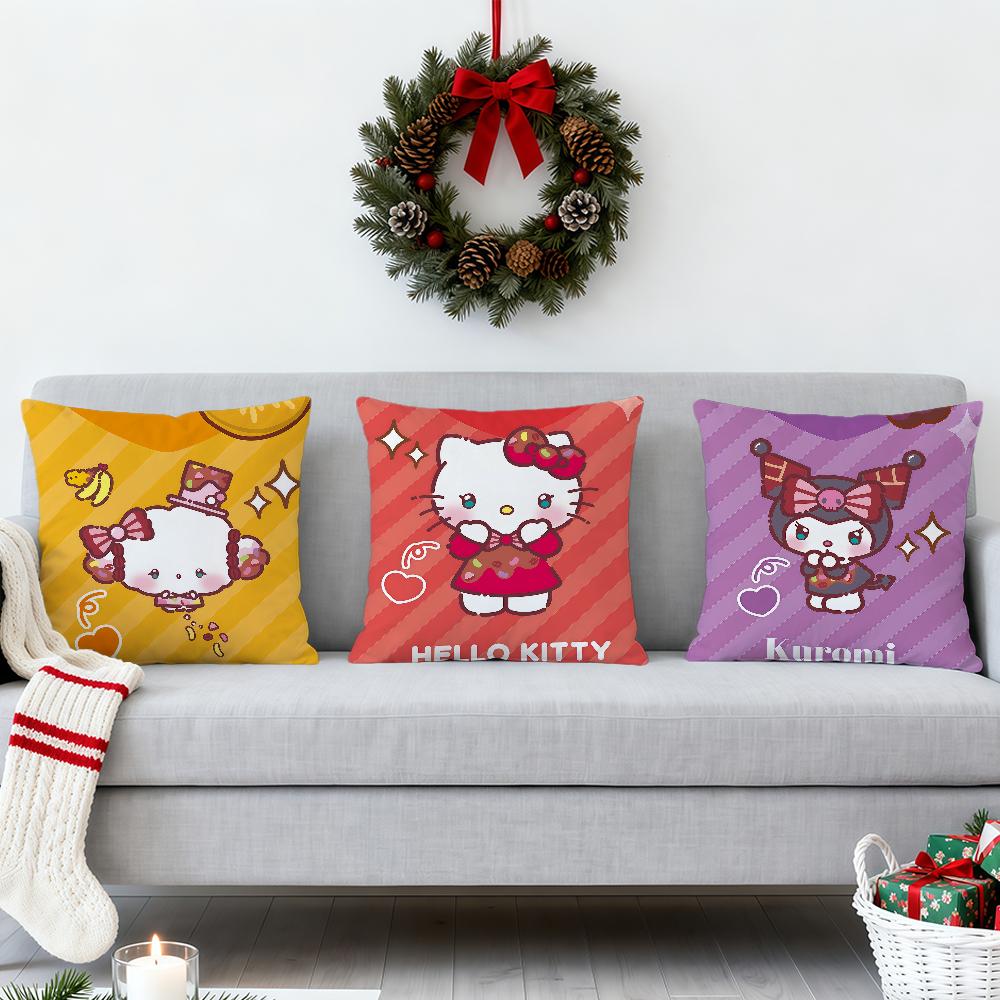 Cute Cartoon Funny Art K-Kuromi P-Pochacco Soft Pillowcase For Hogar Sofa Living Room Home Bedside Decor Pillowcovers Gift Sro