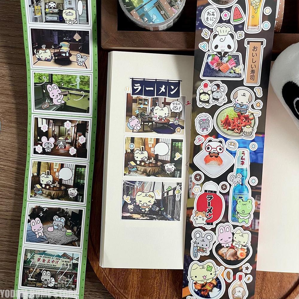 Kawaii Stationery Sticker for Scrapbooking Cute Animal Washi Tape Decor Summer Food Theme Ice Cream Fruit Stickers DIY Craft