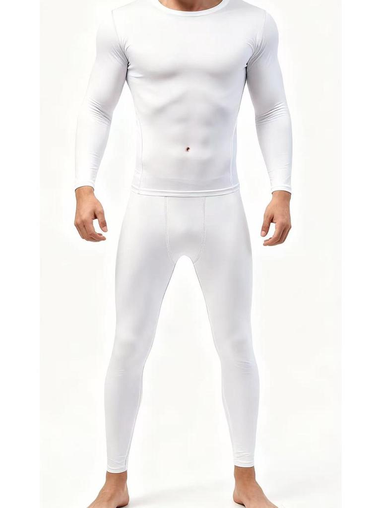 Men's Winter Fitness Set: Quick-Dry, Velvet-Lined Long Sleeve & Pants for Running and Training
