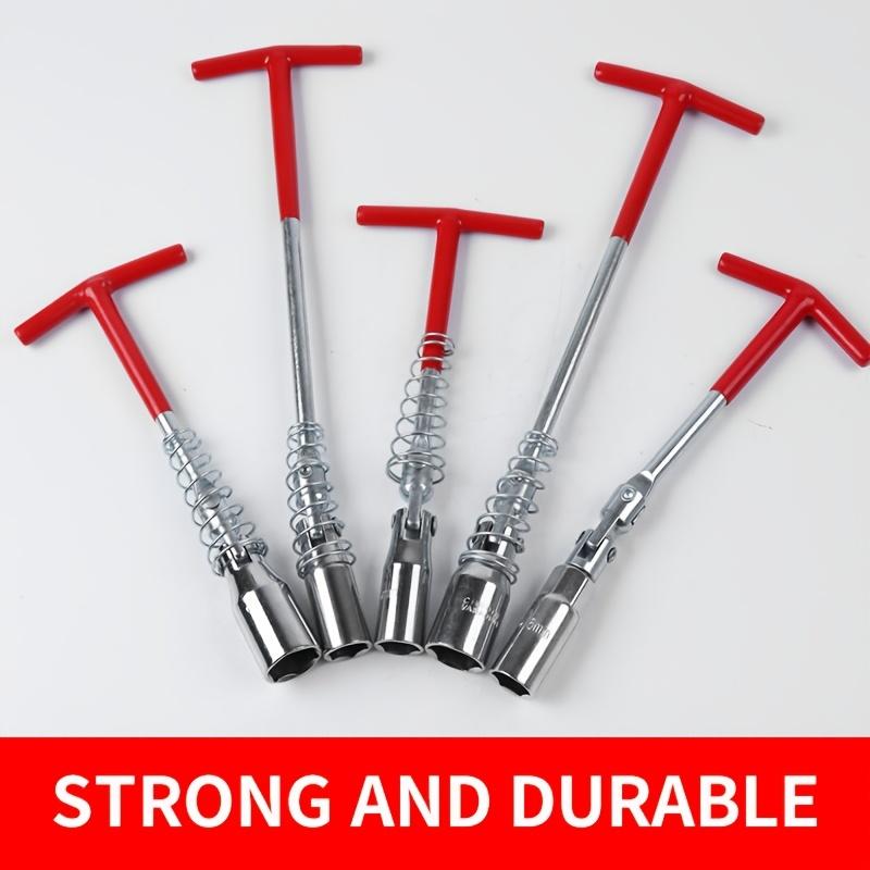 1 Set Universal Spark Plug Socket Wrench with T-Handle, Durable CR-V Steel, High Torque, Round Head, for Car & Motorcycle Mainte