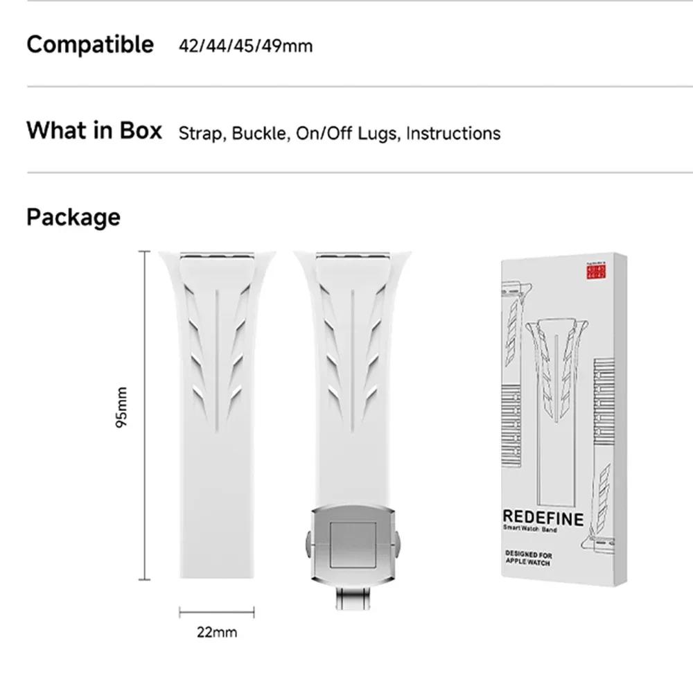 Silicone Band for Apple Watch Ultra 2 49mm 10 46mm 9 8 7 45mm 44mm Premium Bracelet for Iwatch Series 6 5 4 Se Cut To Size Strap