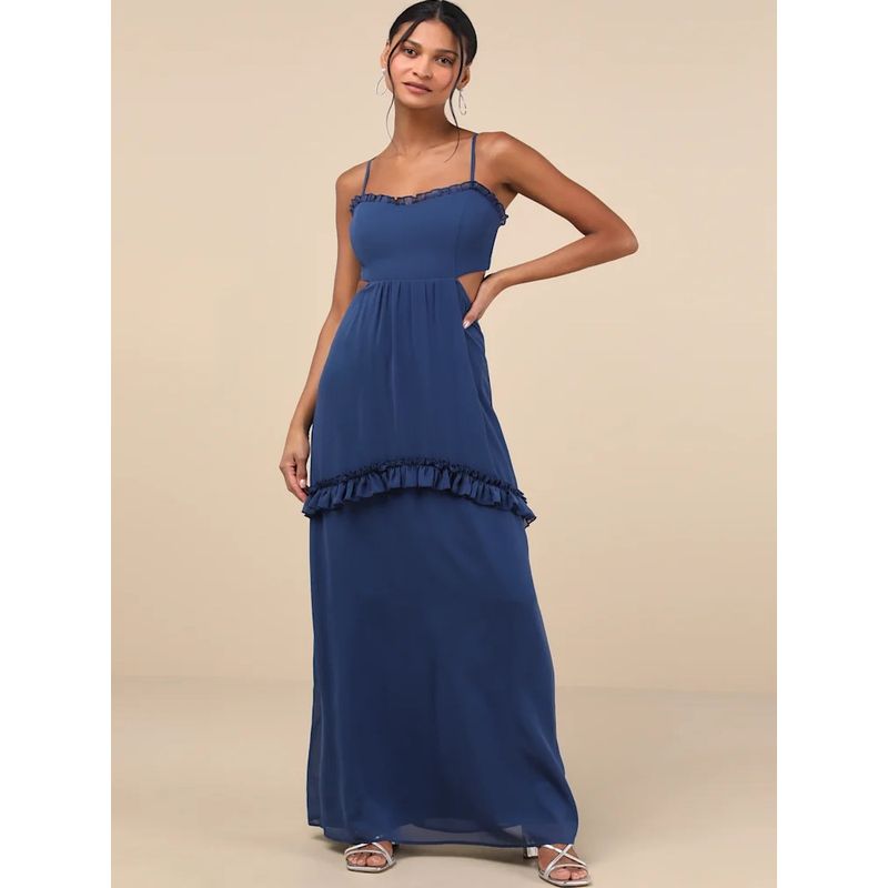 Foreign Trade Order Lu's Home Sling Wrap-around Backless Bandage Island Elegant Chiffon Big Hemline Personality Fashion Beautiful Dress