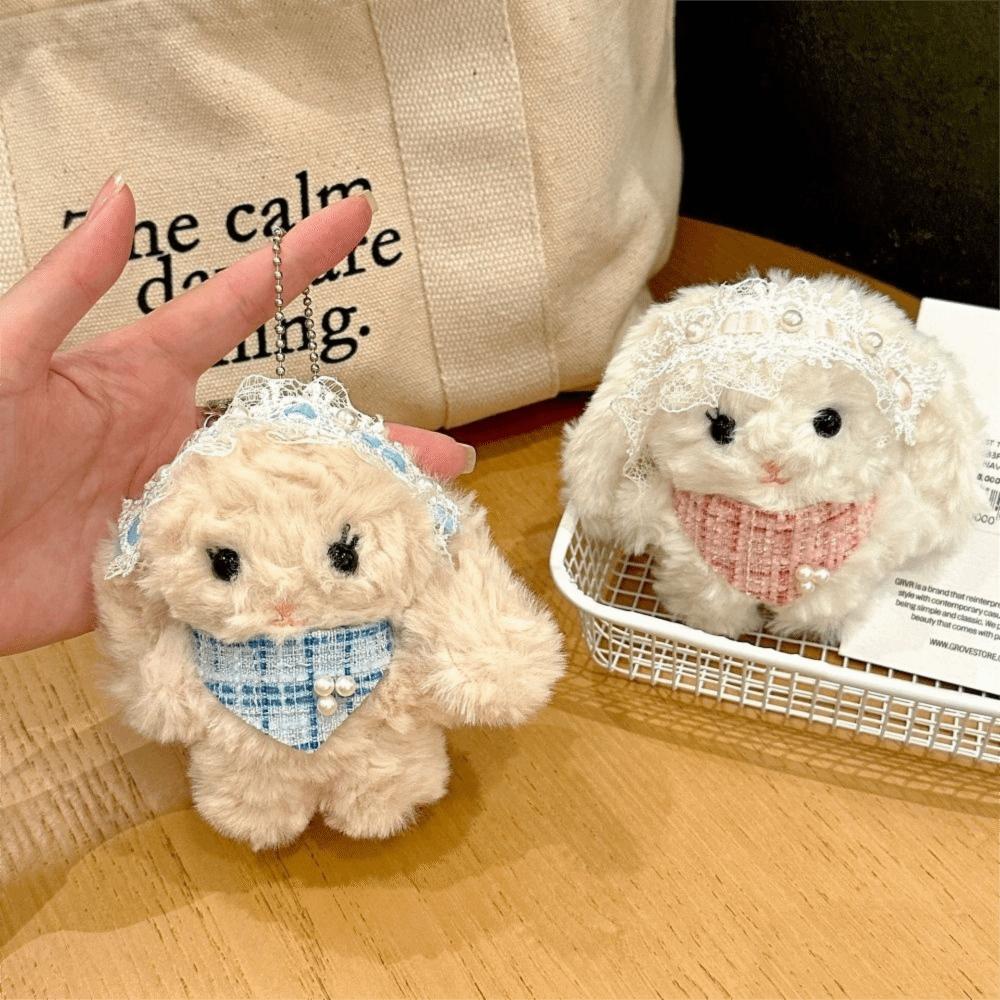 Cute Durable Cartoon Rabbit Plush Doll Key Chain Stuffed Lolita Plush Key Ring Sweet Bowknot Key Holder