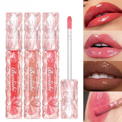 Brilho labial com glitter, espelho, brilho labial à prova d'água, antiaderente, copo, bálsamo labial hidratante perolado à prova d'água