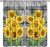 Sunflower Curtains for Kitchen,Black Pithy Rustic Sunshine Beautiful Wonderful Sunflower Plant Flower Butterfly Window Drapes