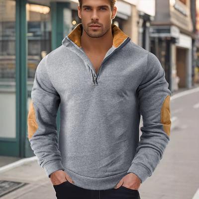 Frühlings-/Herren Outdoor Casual Besticktes Color-Block Stehkragen Langarm-Sweatshirt