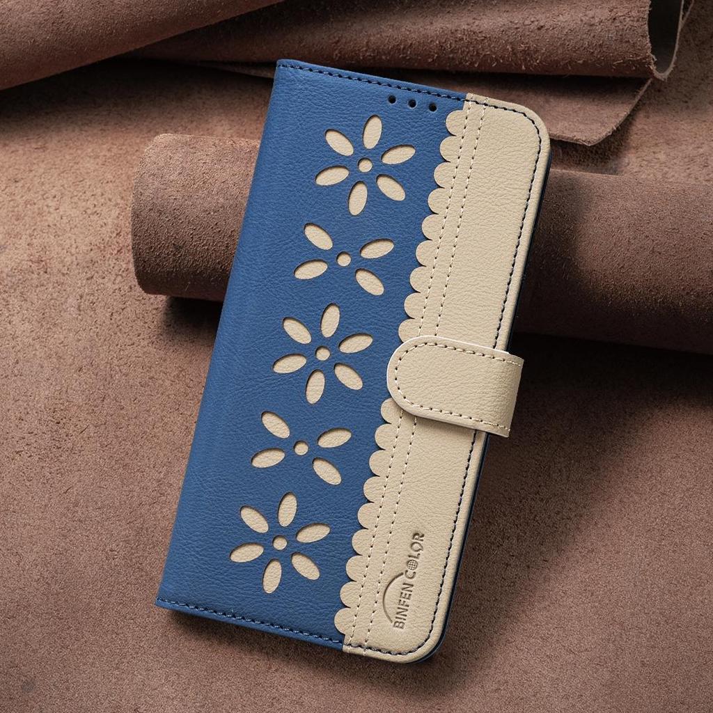 Colorblock Small Flower Leather Case with RFID for OPPO RENO 14F 5G & More (36 Models)