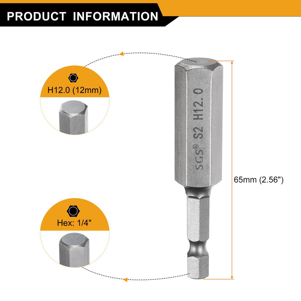 Hex Head Drill Bit Wrench 1.5/2/2.5/3/4/5/6/8/10/12mm Metric 1/4" Hex Shank Magnetic Hexagonal Screw Driver Socket Power Bits