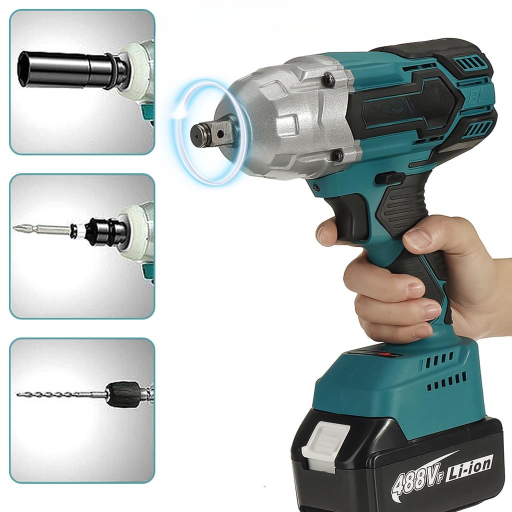 488Vf 1500N.m 1/2 Socket High Torque Brushless Wrench Cordless Electric Impact Wrench Power Tools For 18V Battery
