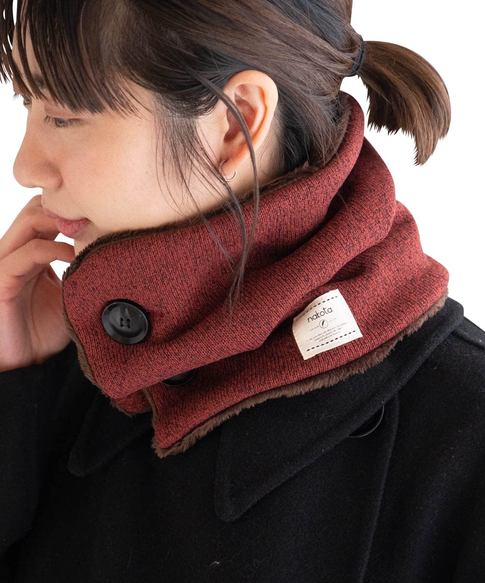 

Nakota Buttoned Mixed Heather Neck Odor Winter Snood Scarf for Men and Size Brick Micro-Boa Warmer, Antibacterial, Resistant, Women, M,