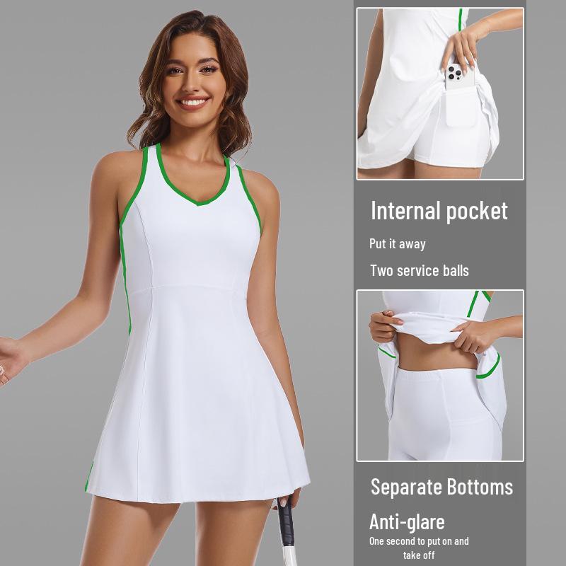 

Женское приталенное спортивное платье без рукавов с нагрудными вкладышами для тенниса, бадминтона и гольфа L (110-125 jin)