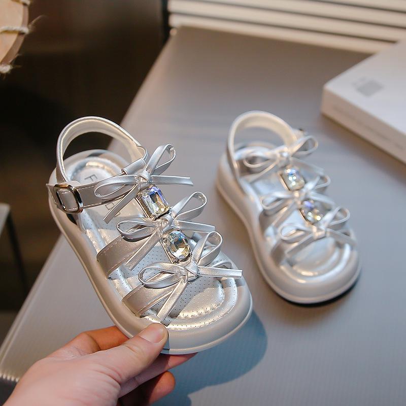 

Girl Sandals Summer Children Open-toe Beach Sandals Princess Sweet Bowknot Kids Fashion Hollow-out Causal Shoes Versatile 37