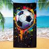 Toalha de Praia Celebração do Futebol Mundial Splash Colorido Arte de Futebol Sem Areia para Fãs Festa na Piscina ao Ar Livre Presente
