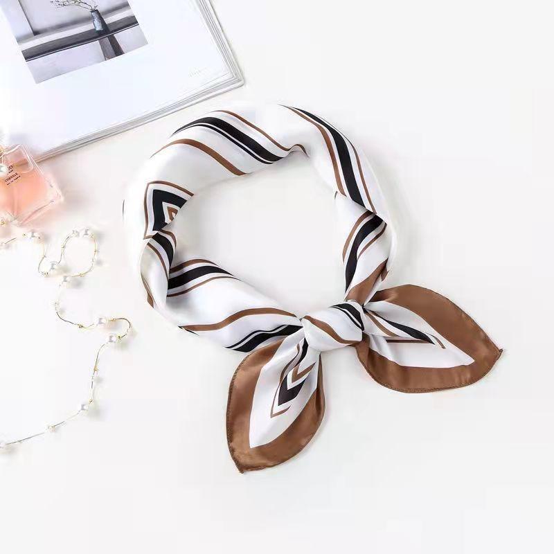 68Cm Striped Pattern Scarf Women'S New Spring And Autumn Style Fashionable Scarf Trendy And Versatile Shawl Headscarf