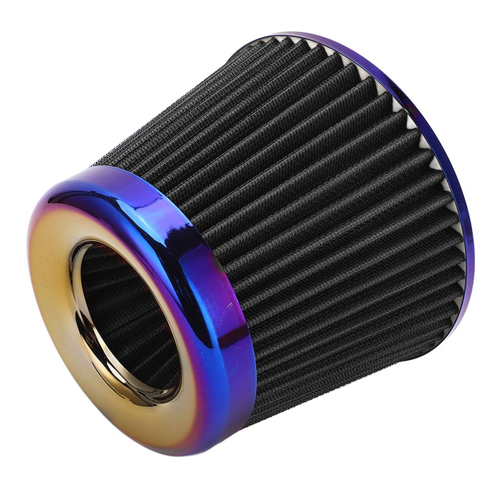 Car Intake Air Filter 3in 76mm High Performance Washable Reusable Cone Universal AccessoryBlack