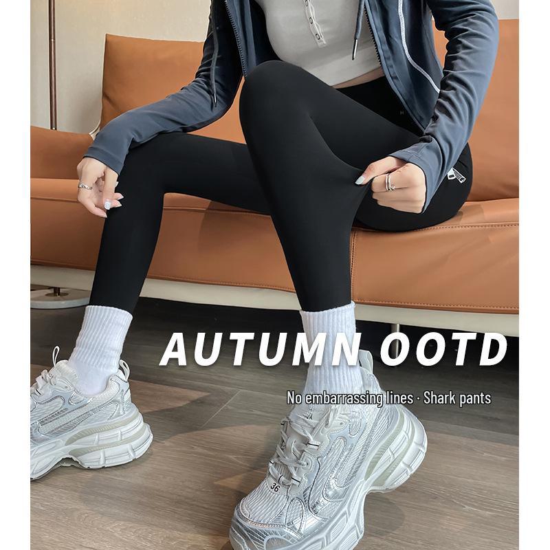 Women's High Waist Black Spade Nylon Slimming Shark Leggings - Tight Fit, Small Feet, No Line, Barbie Style