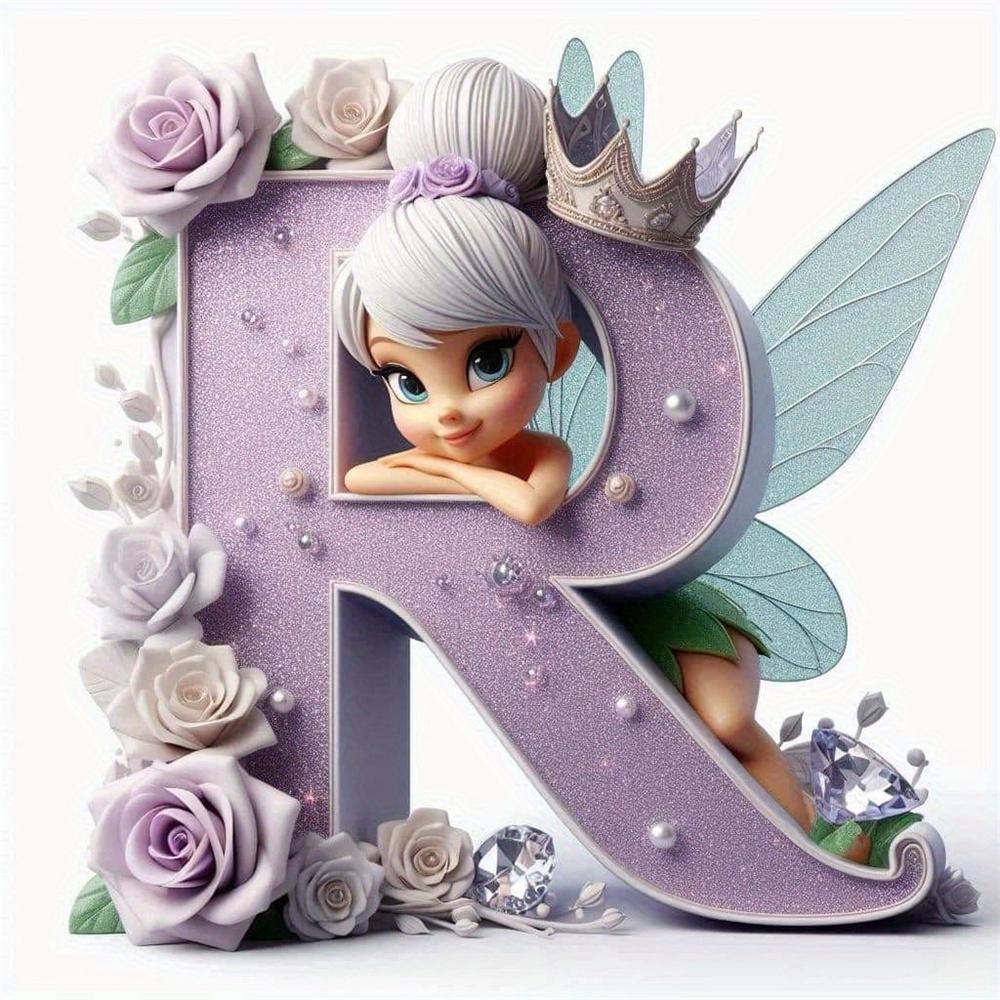 Disney Kreskówkowa Malowanie Diamentami Dzwoneczek Księżniczka 26 Liter Obrazki z Dżetów Mozaika Diamentowa Motyl Zestawy Rękodzieła Sztuka Ścienna