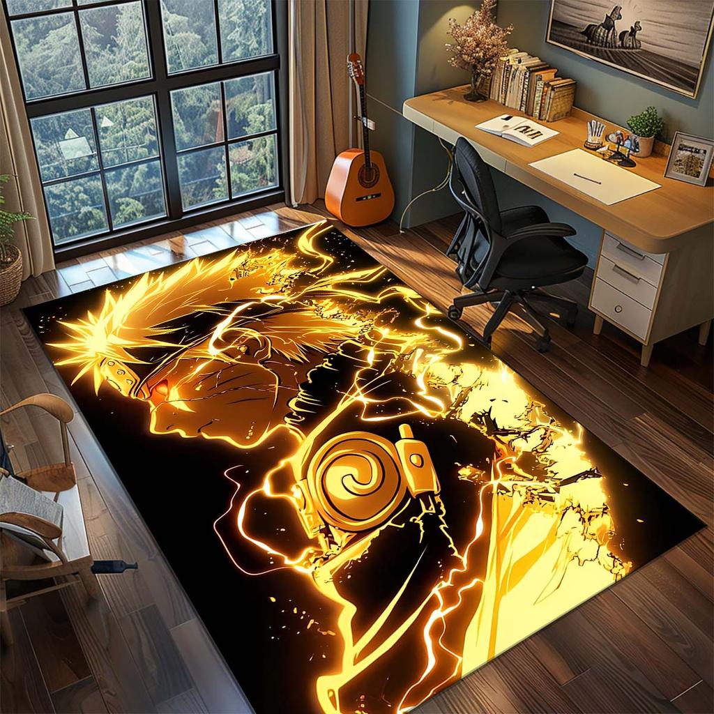 Naruto Anime Rug Carpet Large Area Rug Non Slip Washable Floor Mat Gamer Room Bedroom Home Decor