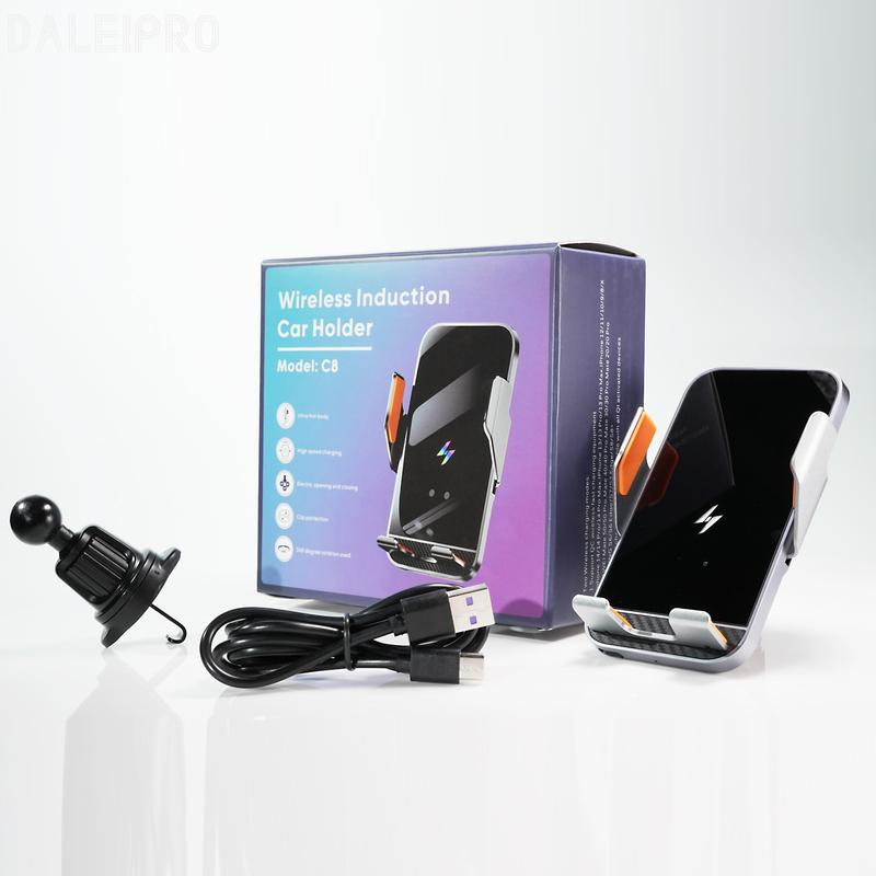 Car Wireless Charging Phone Holder Smart Sensing Fast Wireless Charger Phone Mounts 360° Rotation Inductive automatic clamping