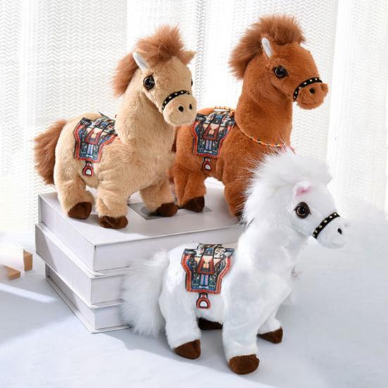 Electric Plush Horse Toy Kids Walking Movable Tail Interactive Horse Plushie Toy Toddlers Boys Girls Educational Simulation Stuffed Animal Toy
