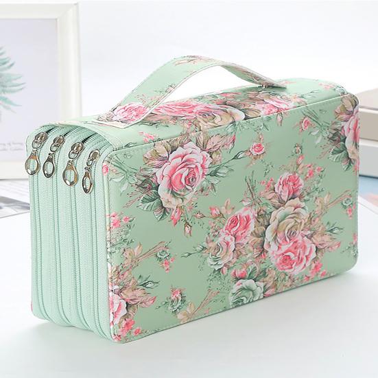 Colored 200 Slots Pencil Holder with Zipper Multi-layer Pencil Case Organizer Portable Pen Bag with Handle for Watercolor Pens Markers