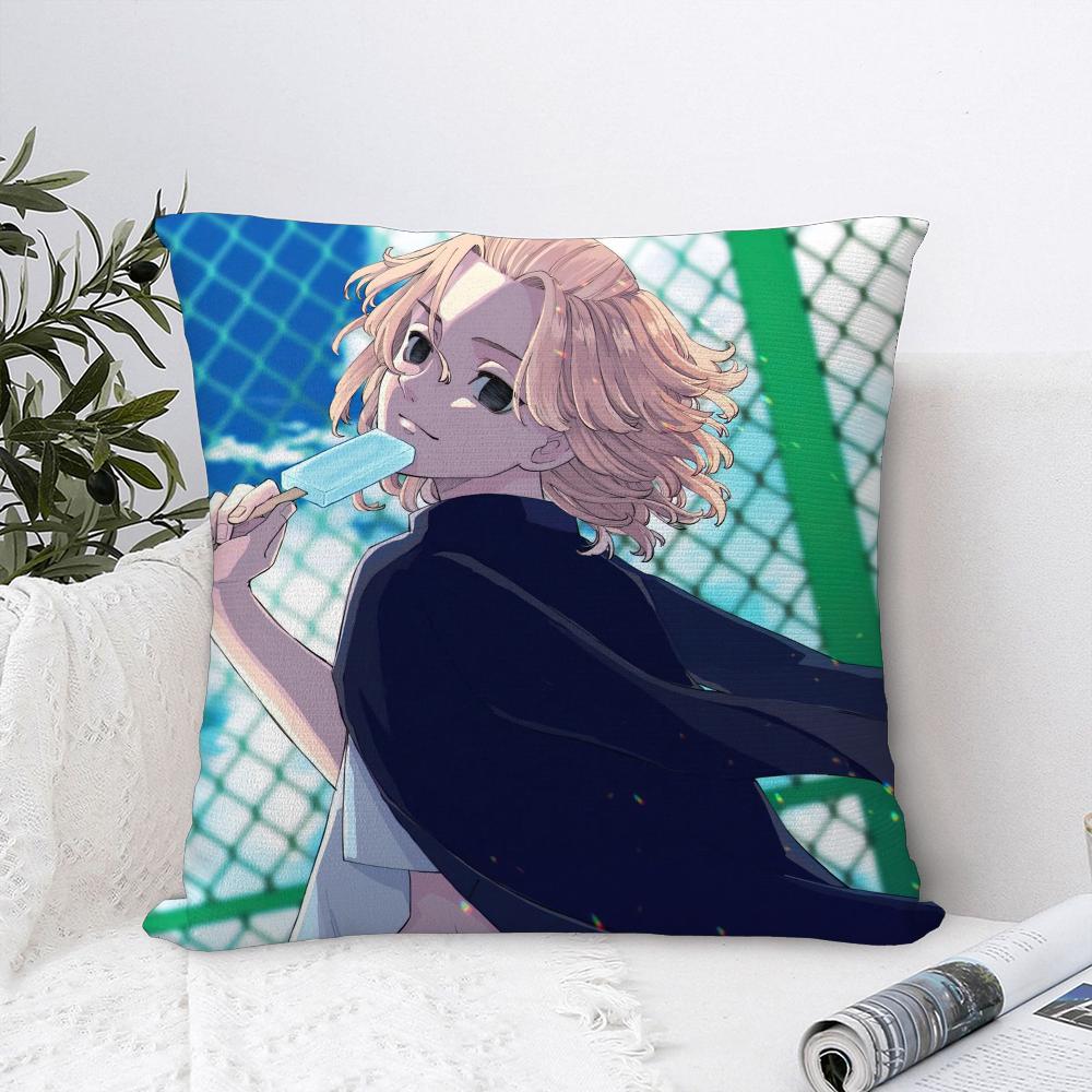 Anime T-Tokyo Revenger Pillow Case Sofa Decorative Home Double-Sided Print Plush Square Throw Pillow Covers Cushion Decor Cover