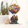 2D Flat Glass-Style Colorful Acrylic Hot Air Balloon and House Desktop Decoration, Suitable for Wall Decoration, Porch, Room, Villa, Accents Home, Hal