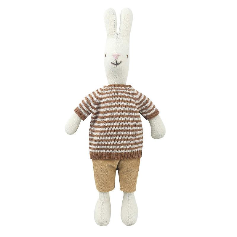 

Babies Knit Stripe Sweater Rabbit Plush Doll Toy Cute Plush Toy Girls Stuffed Doll Appease Sleeping Toy for Babies темно-коричневого кольору