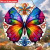 2D Flat 20*20cm1pc Vintage Style Butterfly with Rainbow Wings Design Hanging Wooden Art Decorative Plates, Decorative Signage Applicable To Bedroom