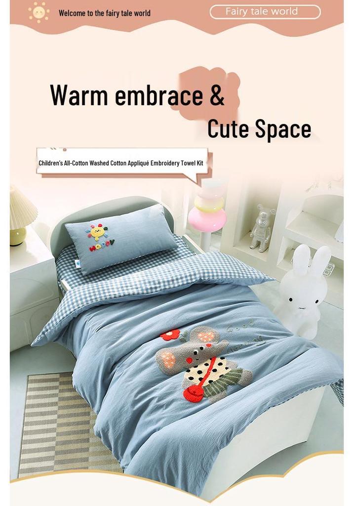 Kindergarten Cartoon Pure Cotton 3-Piece Toddler Bedding Set