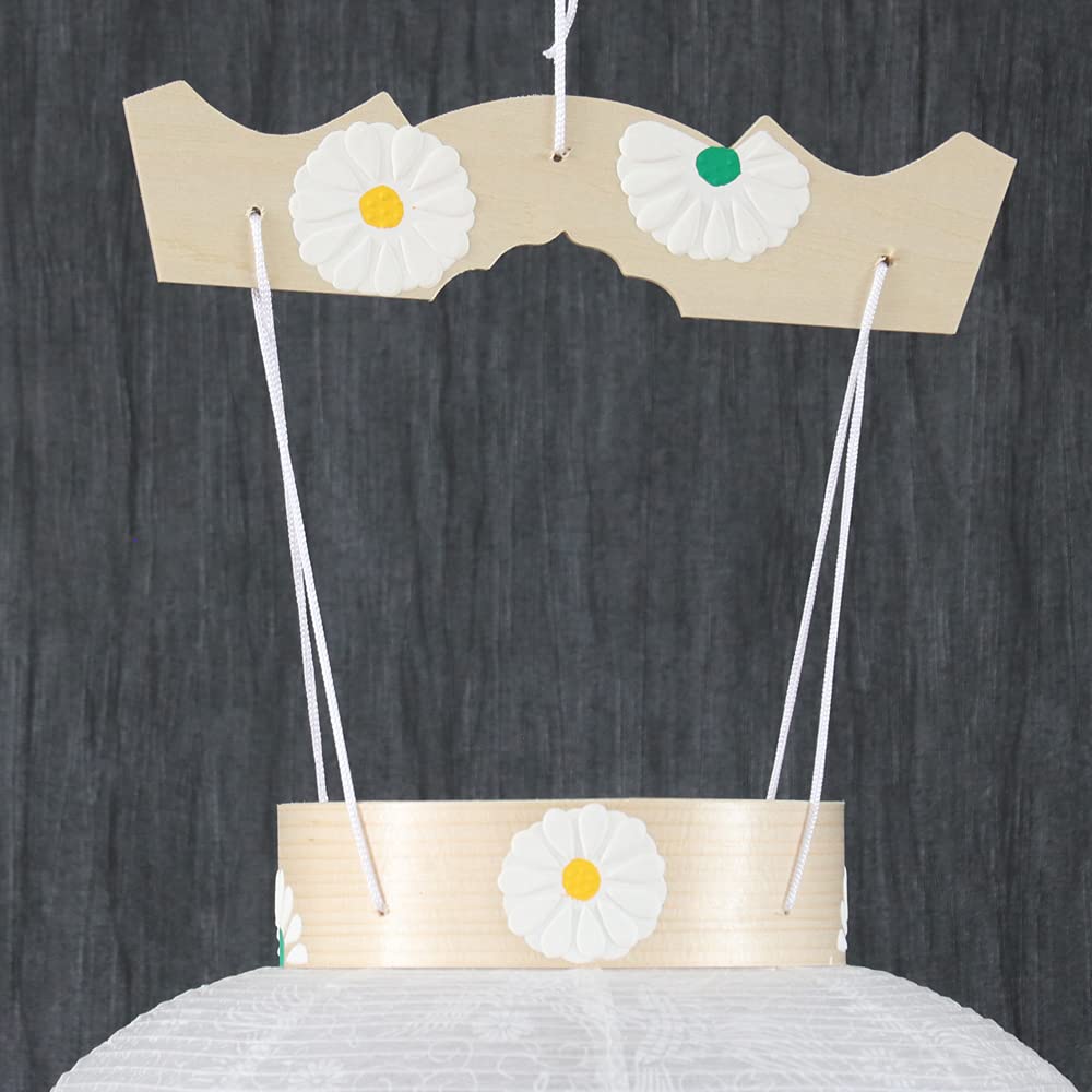 Bon Festival Lantern No. 40, Premium Masu White-Crowned Gifu Lantern with LED Candlelight, for First Bon Festival, 56cm High x 30cm Wide (Flame