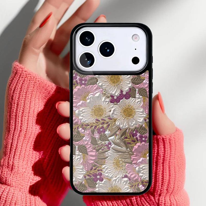 Flower Relief Phone Case for iPhone 17 16 15 14 13 Pro Max Back Cover for 12 11 Pro Coque