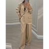 Damen Frühling/Herbst Elegantes Lässiges Anzug-Set Langarm-Blazer + Weitbeinige Hose Minimalistisches Zweiteiliges Pendler-Set