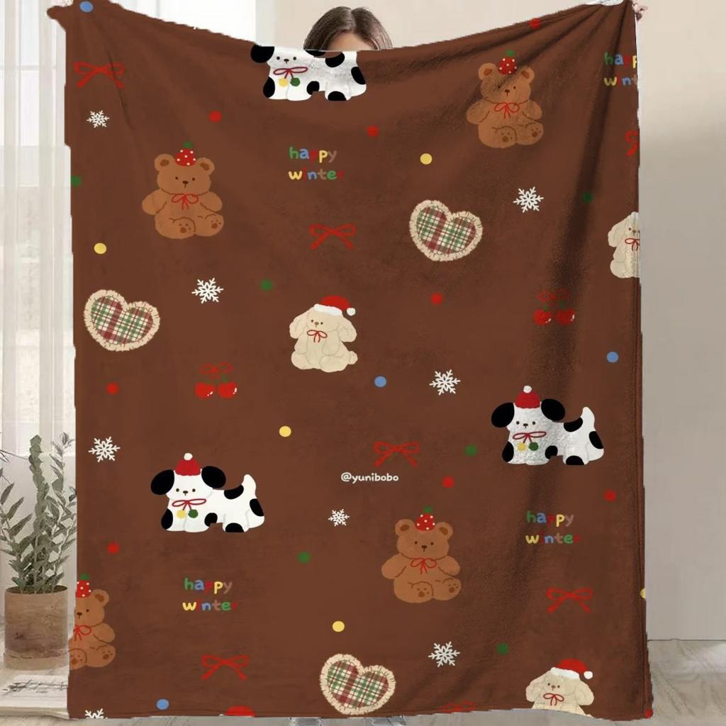 Cartoon Santa Claus Printed Blanket for Sofa Bed Travel Camping Living Room Office Conditioning Blanket for All Seasons Gifts
