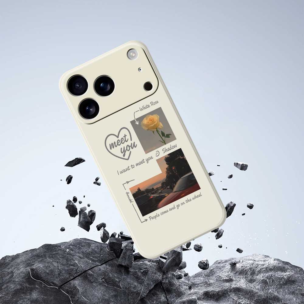 For iPhone 17 Pro Case Meet You Photo Pattern Printing Straight Edge TPU Phone Back Cover