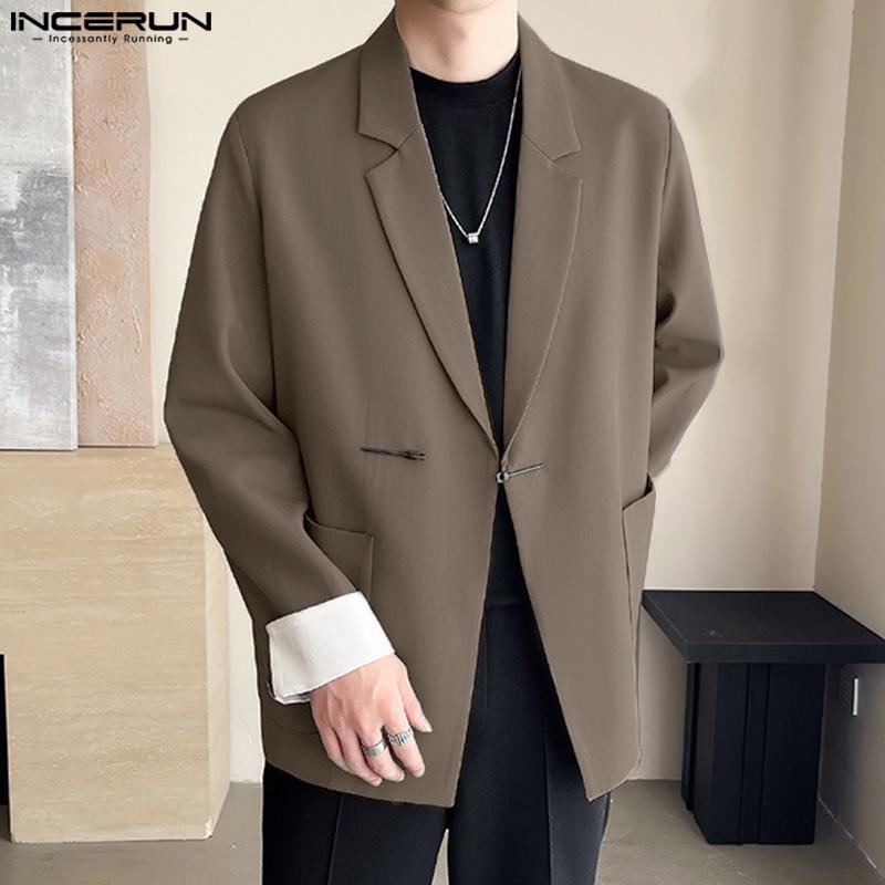 INCERUN Bărbați, cu rever, cu mânecă lungă, cu cusături în față deschise, blazer largi