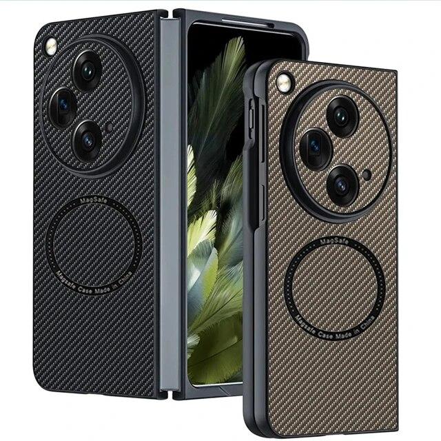 Luxusní kožené pouzdro z uhlíkových vláken pro Oppo Find N3 Kryt bezdrátového nabíjení pro Find N3 N2 Flip Protection pouzdra na telefon