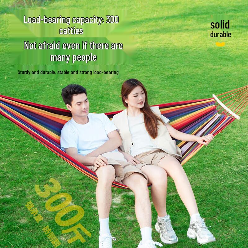 Explorer Double Canvas Hammock with Curved Wood