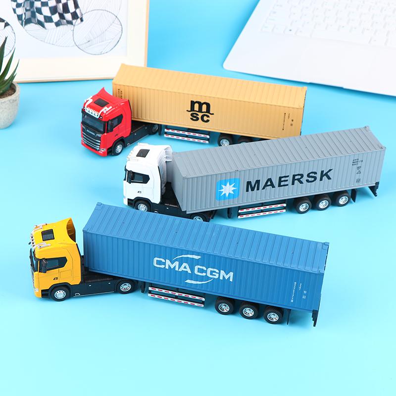 1:36 Diecast Alloy Truck Toy Container Pull Back With Light Transport Vehicle