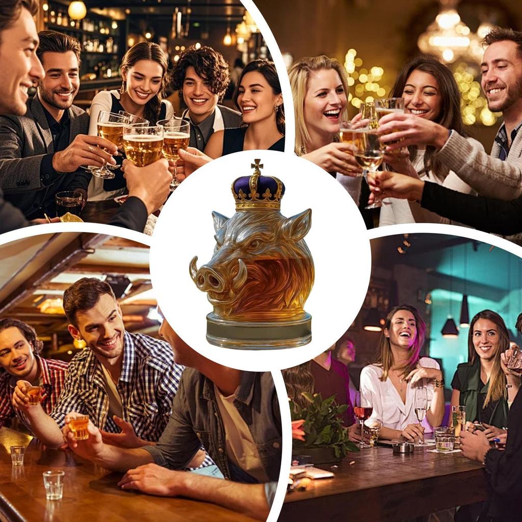 Whiskey Decanter Glass Animal Head Jug Wine Decanter Wild Boar Bottle Ornament Glass Whiskey Bottle Office Home Decor